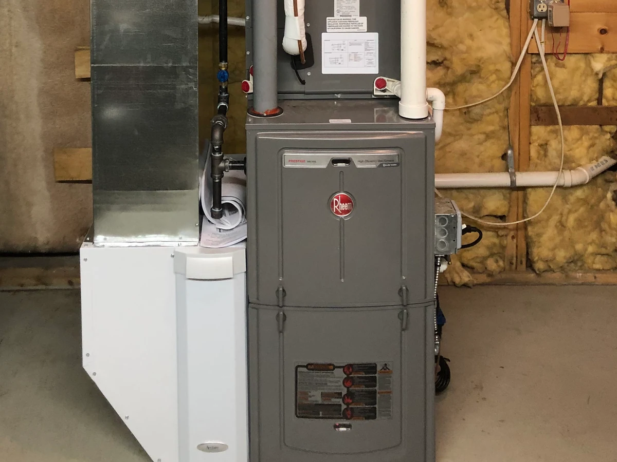 Aprilaire whole-house return filter cabinet installed by A.J. LeBlanc Heating in a Southern NH home