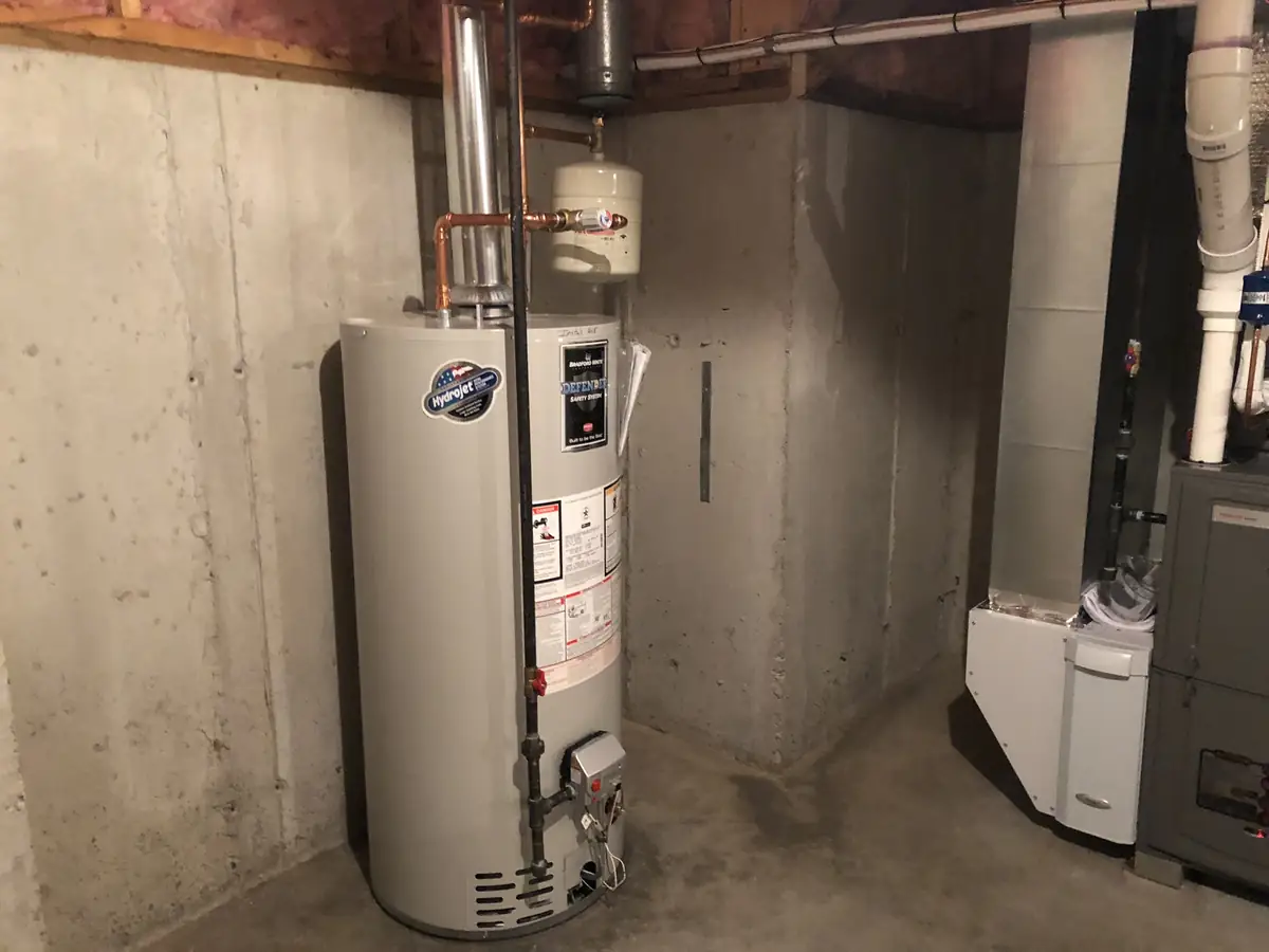 Bradford White gas water heater installed in a New Hampshire home by A.J. LeBlanc Heating