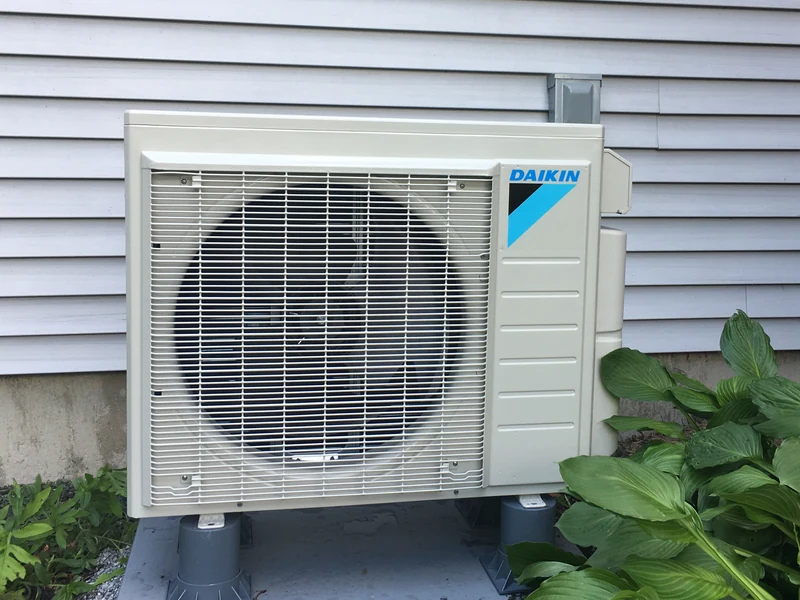 Daikin outdoor mini split residential install at a Southern NH home
