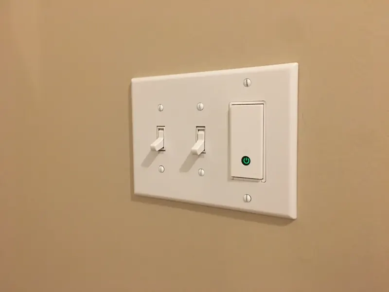 Decora smart light switch and dimmer installed by A.J. LeBlanc Heating in a Southern NH home