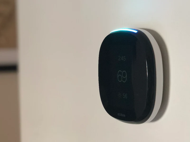 ecobee 5 smart thermostat installed by A.J. LeBlanc Heating in a Southern NH home