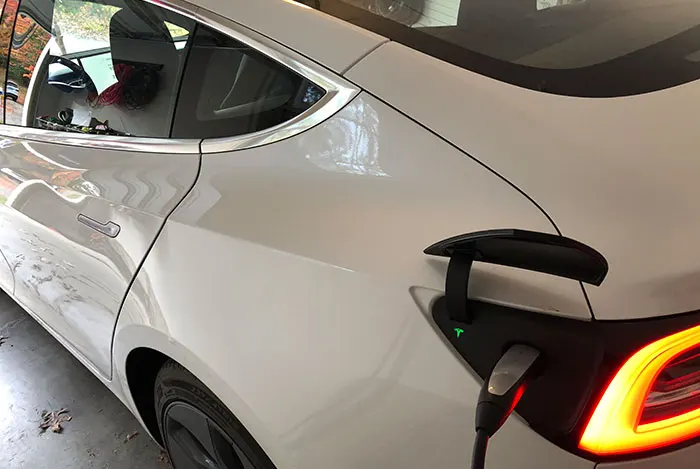 Tesla electric vehicle outlet installed by A.J. LeBlanc electricians