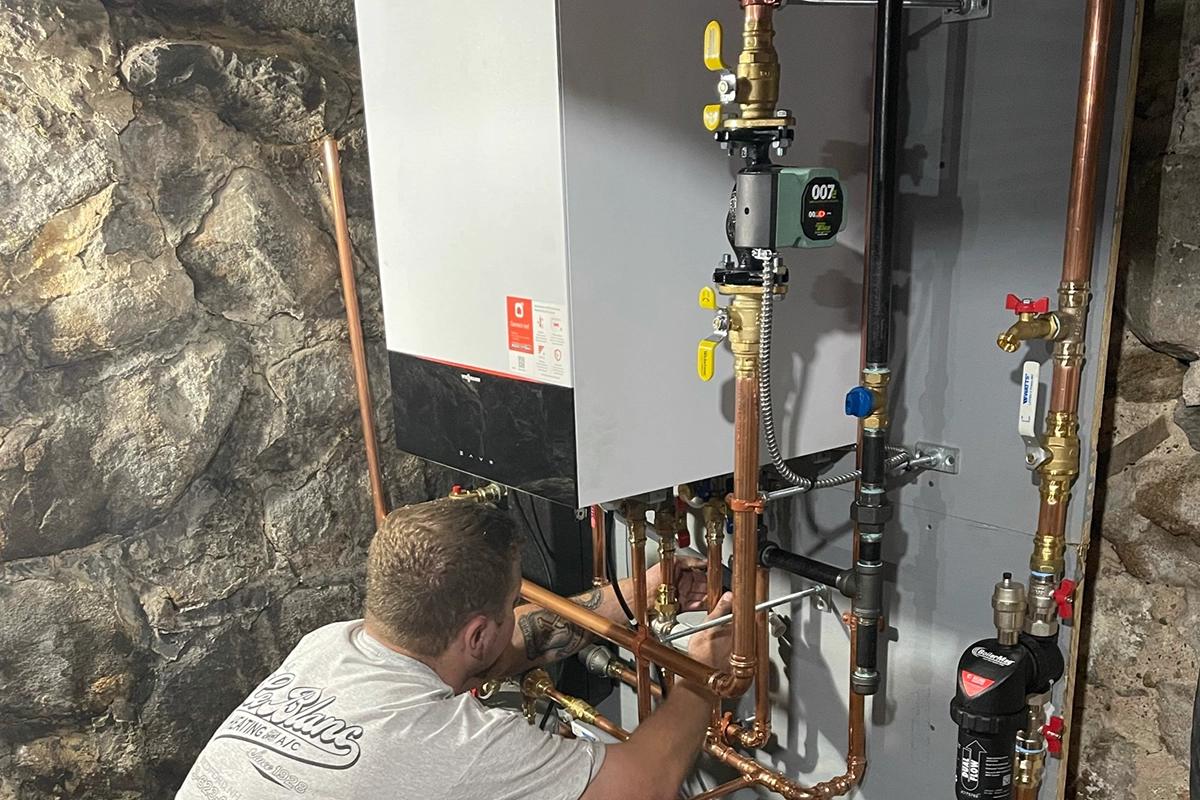 High efficiency condensing boiler installation in Southern New Hampshire