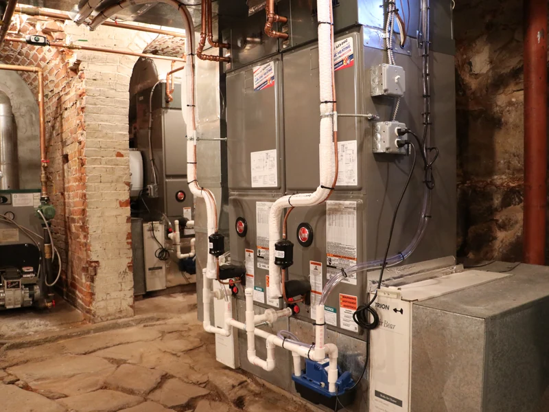Multi-zone forced-air handler installation in Southern NH basement