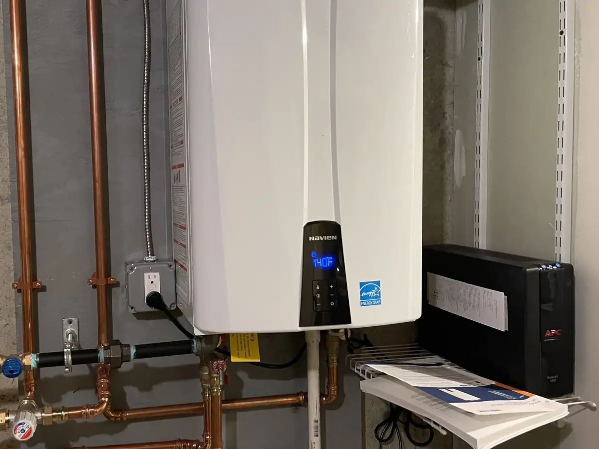 Navien tankless water heater clean installation in Southern NH