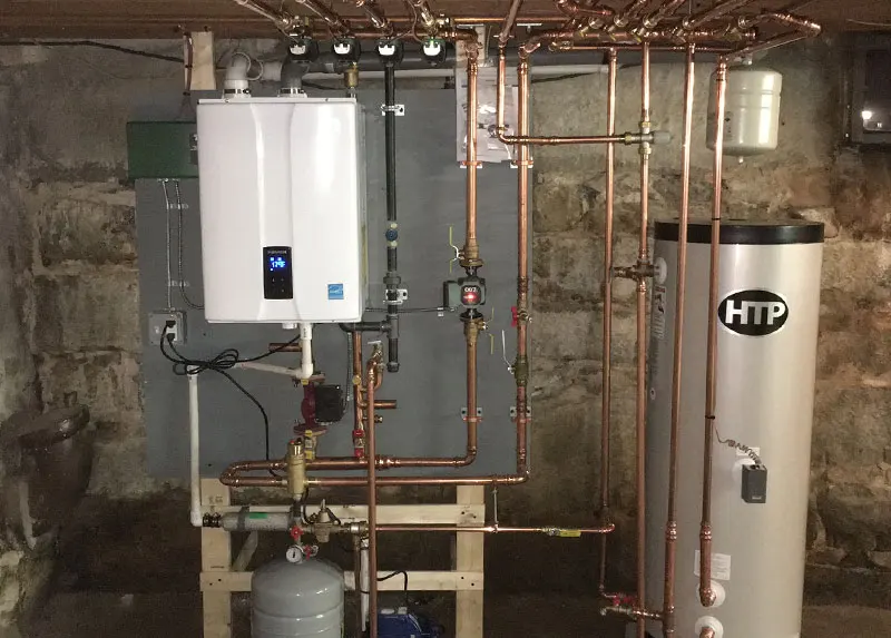 Navien combination gas boiler installaton installed by A.J. LeBlanc Heating can provide heat and hot water