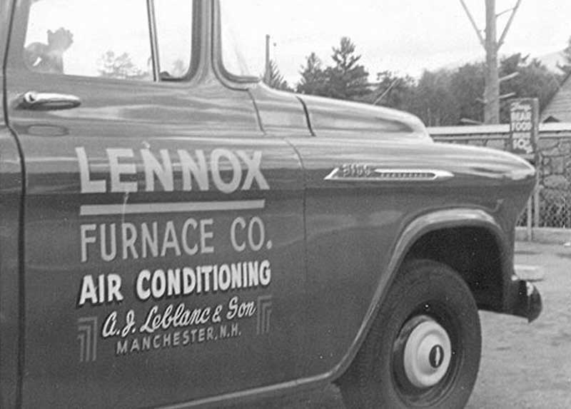 Old A.J. LeBlanc Heating warehouse pickup truck