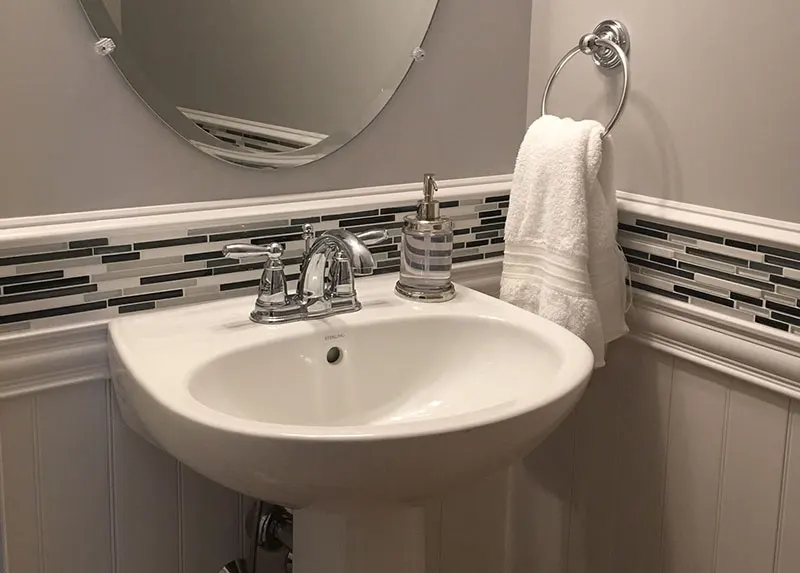 Kohler pedestal sink installation by A.J. LeBlanc Plumbing