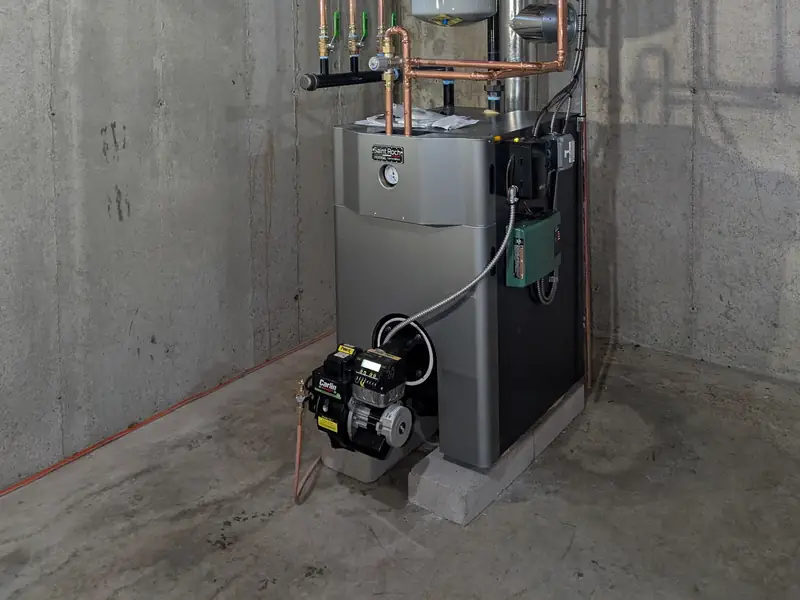 Saint Roch cast-iron oil boiler installed in a Southern New Hampshire basement