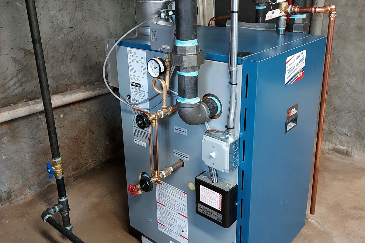 Steam boiler replacement installation in Southern New Hampshire
